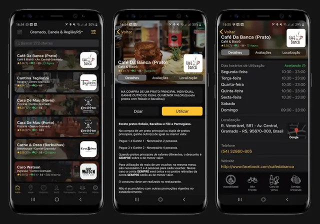 Tela do app Prime Gourmet: escolha o voucher