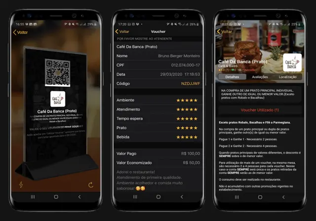 Tela do app Prime Gourmet: valide no local