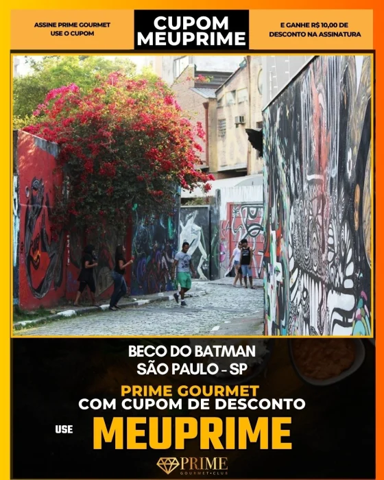 Beco do Batman em São Paulo - cupom Prime Gourmet MEUPRIME com R$10 de desconto