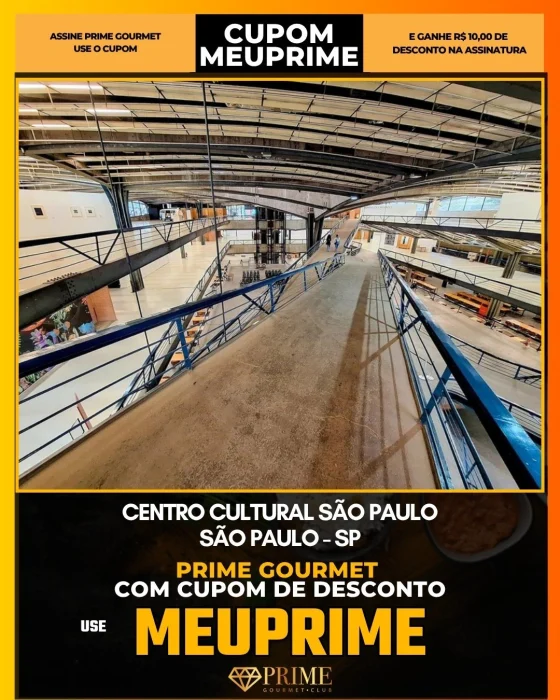 Centro Cultural São Paulo em São Paulo - cupom Prime Gourmet MEUPRIME com R$10 de desconto