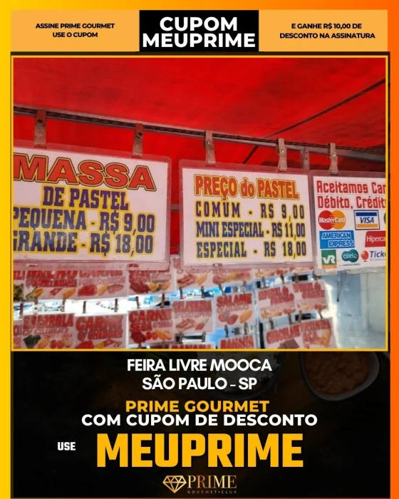 Feira Livre Mooca em São Paulo - cupom Prime Gourmet MEUPRIME com R$10 de desconto