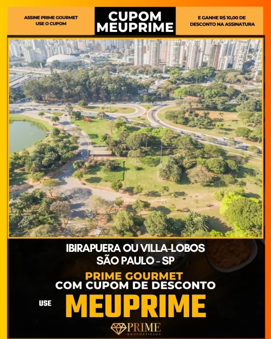 Ibirapuera ou Villa-Lobos em São Paulo - cupom Prime Gourmet MEUPRIME com R$10 de desconto